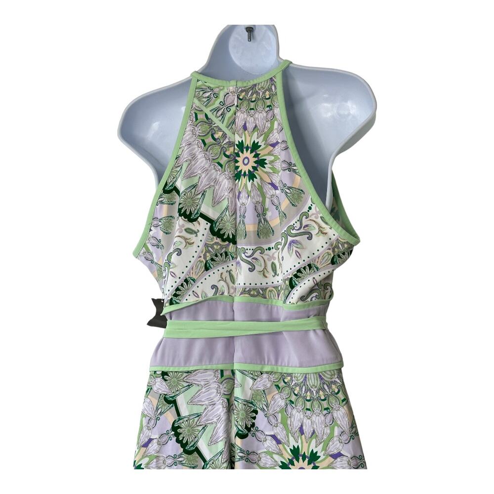Eva Mendes Green & Purple Floral Sleeveless Midi Dress Women's 4 NEW - Picture 3 of 9